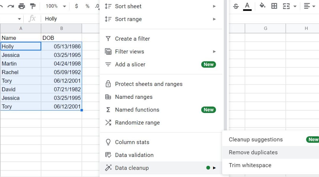 How to remove duplicates in Google Sheets