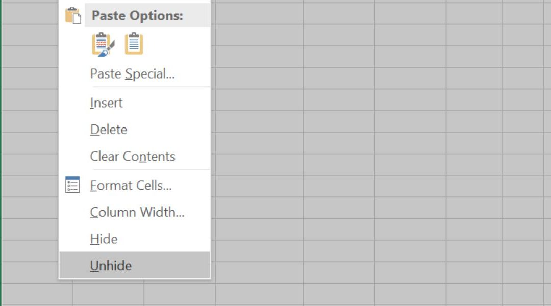 How to unhide columns in excel